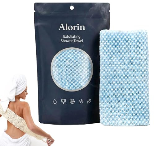 Alorin's Exfoliating Antibacterial Shower Towel, Exfoliating Body Scrubber for Men Women for Cleaning&spa (blue)