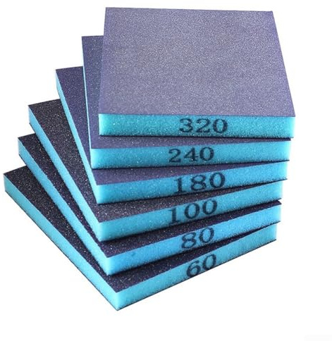 Valixirant Lot de 6 éponges à poncer grains assortis 60–320, blocs de ponçage flexibles 118 x 98 x 12 mm, polissage et nettoyage de meubles en bois