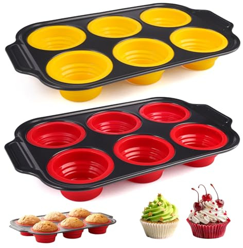 2 Piezas Bandeja para Muffins De Silicona con Marco De Metal