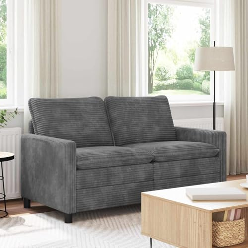 Augerqir Sofá gris claro de poliéster 156 x 81 x 87,5 cm con marco de metal, fundas de almohada extraíbles, sofá de 2 plazas para salón, diseño moderno, conjunto de tapicería resistente, fácil montaje