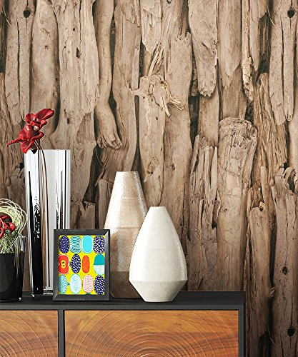 NEWROOM Papier peint bois marron toison erdtöne nature bois