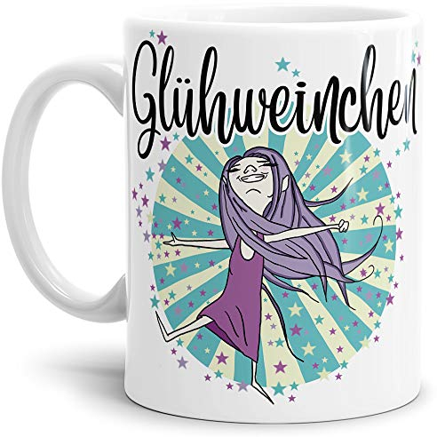 Tassendruck Spruch-Tasse Glühweinchen - für Sie/Party/Alkohol/Geschenk/Frech/Weiss