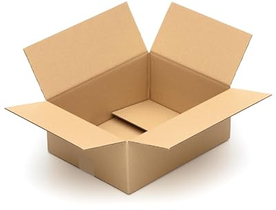 KK Verpackungen Versandkartons 320 x 250 x 120 mm Braun 1-wellig (Außenmaß 325 x 258 x 126 mm) | 50 Stück, Faltkartons Kartons für Versand als DHL Päckchen M DPD Hermes GLS Paketklasse S (KK22)