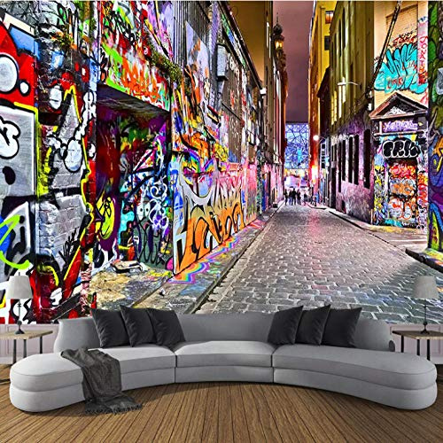 JINFANGBZ Tapete Fototapete 3d Effekt Straßen Graffiti Wandbild Wandtapete Hauptdekorationen für Wohnzimmer Schlafzimmer, 350cm x 256cm