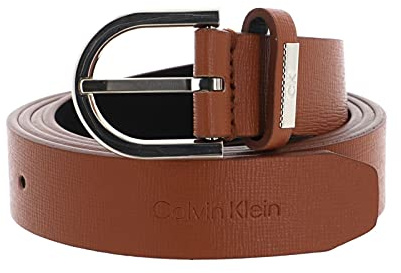 Calvin Klein Damen Round Belt 25MM Saffiano Grtel, Cognac, 90 cm