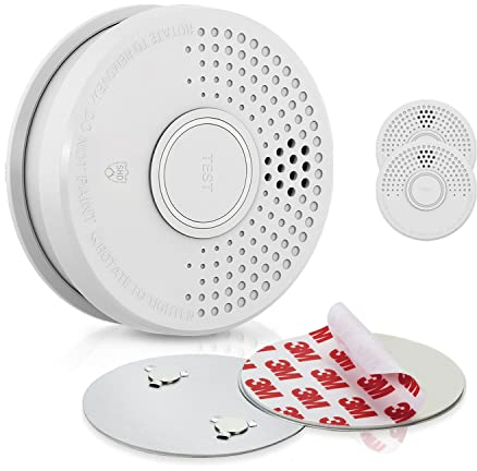 SHD Rauchmelder mit Magnethalterung, 3X Mini-Rauchmelder, Feuermelder mit Batterie, Rauchmelder für Küche, Büro, Wohnwagen, 3er-Set Brandmelder mit Testfunktion & Stummschaltung