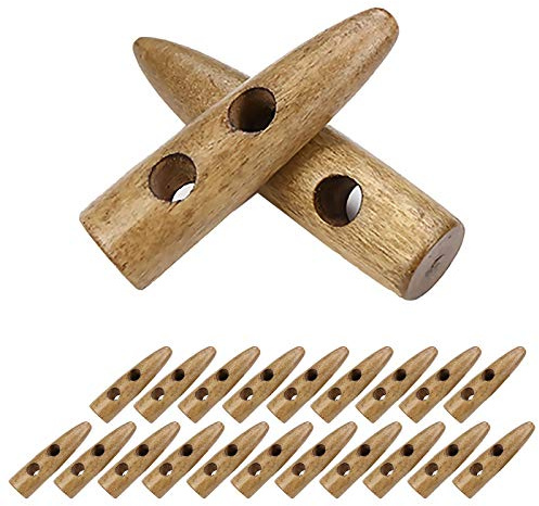 20 Knebel-Knöpfe Holz Knebel-Knopf Triangle Holzknopf 2Loch 8 Farben / 7 Größen