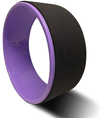 Body Sport Yogarad Lila 12,7 cm x 32,0 cm - Yoga Fitnessgerät - gepolsterte Rückenrolle und Strecker - Begleitzubehör für Dehnung und Flexibilität - Yoga Pose Support Aid
