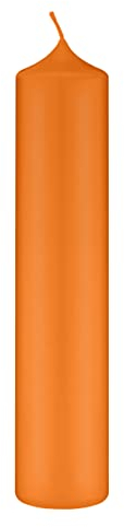 Altarkerzen (10% BW Anteil) (Bienenwachs Kerzen Mango Orange 200 x Ø 60 mm, 4 Stück, Kerzen mit Dornbohrung in RAL Kerzengüte Qualität