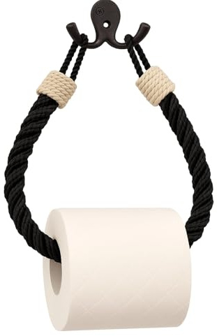 Assorted Collections Porte-Rouleau de Papier Toilette en Corde avec nœuds Blancs, Style rétro, Support Mural en Toile de Jute, Design bohème Rustique, Accessoire de Salle de Bain à thème Nautique