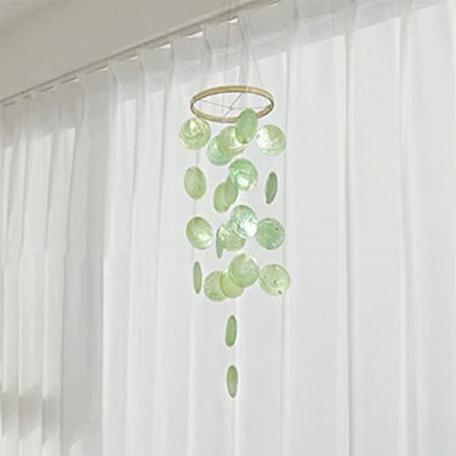 ZOYIEP Boho Deko Muschel Traumfänger Girlanden 43 cm Länge Weiß Windspiel mit Retro Capiz Muscheln (Grün)
