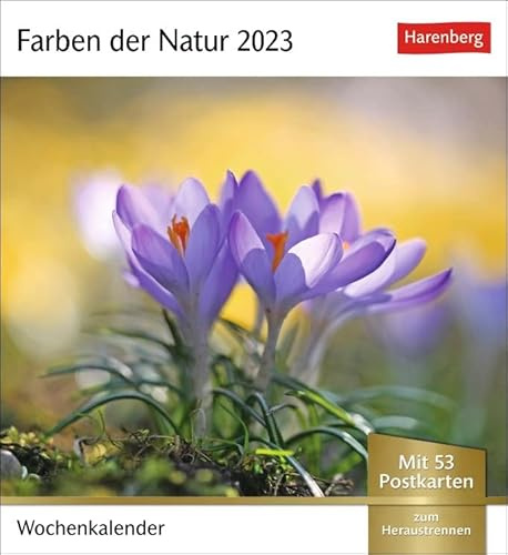 Postkartenkalender Farben der Natur - Kalender 2023 - Harenberg-Verlag - Wochenkalender mit 53 heraustrennbaren Postkarten - 16 cm x 17,5 cm, multicolor