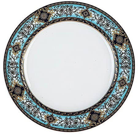 Eplze® YBK Tech Assiette de service en porcelaine anglaise - Assiette à dessert en céramique - Assiette à salade pour petit-déjeuner, thé de l'après-midi - Motif baroque - Assiette plate de 25,4 cm