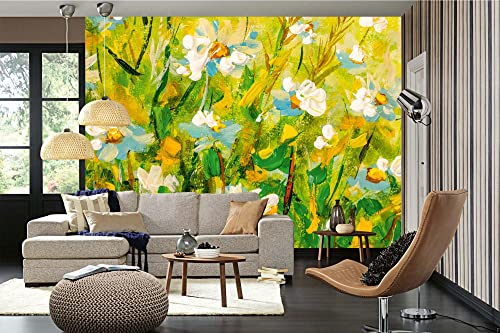 WTD Mantiburi Papier peint photo en intissé Tapisserie Motif Champ de fleurs de oie 375 x 250 cm (avec colle) Prêt à être monté