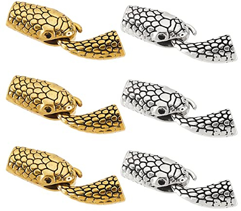 NBEADS 12 Sets Schlangenförmige Haken Armbandverschlüsse Set, 2 Farben Tibetische Legierung Schlangenkopf und S Haken Kniehebel Verschlüsse Ende Schmuckverschlüsse für Armband Schmuck Herstellung