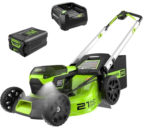 Greenworks 60V 21 Cordless Lawn Mower – 5.0Ah Battery & Rapid Chargerr(75+ Tool Compatibility, 60Min Runtime)