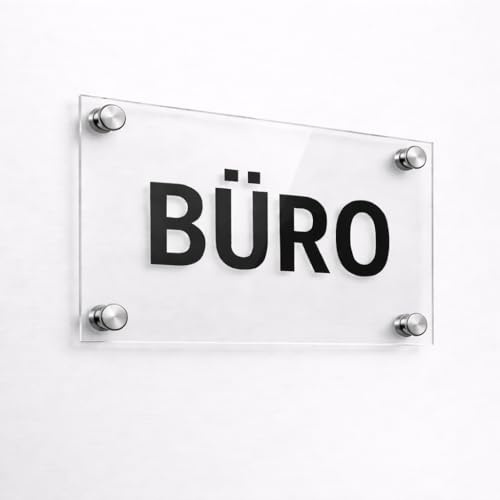 EH Design Türschild Büro 16 x 23 cm Stärke 3 mm Silber | Acrylglas mit klarer Abdeckung, Einleger selbst wechselbar, für Praxis, Kanzlei & Firmenschild, wetterfest, Made in Germany