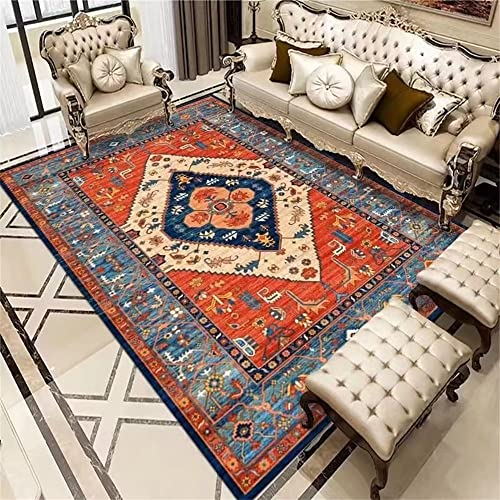 RUGMRZ Balkonteppich Outdoor Kinder Teppiche Europäischer Stil Teppich mit roter Druckdekoration rechteckig und langlebig Badteppich 180X260CM