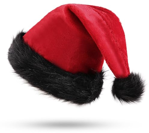 KONVINIT Weihnachtsmütze Weihnachtsmann Mütze Plüsche Nikolausmütze Warm and Dicker Santa Mütze Weihnachtshut für Erwachsener