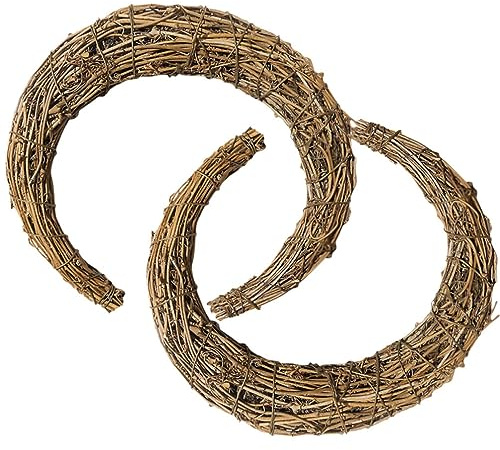 Veemoon 2st Rattan-Girlande Basteln Sie Kränze Zum Dekorieren Rohling Wandkranz Mondkranz Selber Machen Kranz Rahmen Reifen Kranz Rattan Vorderer Kranz Weinrebe Swags Saftig Eisen Ornament