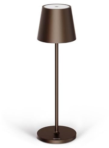 Stilosa Classica 3 - Dimmbare LED Akku-Tischlampe IP54 Indoor & Outdoor - Aufladbar - Warme Lichtfarbe - Designer Tischleuchte mit USB-C Port - Bronzefarbe