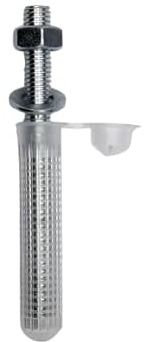 Barre Filettate M6 In Acciaio Zincato e Tasselli a Rete in Plastica 4 Pezzi Aste Filettate Alta Resistenza Lunghezza Barra 8 cm Lunghezza Tassello 6 cm Dado e Rondella M6