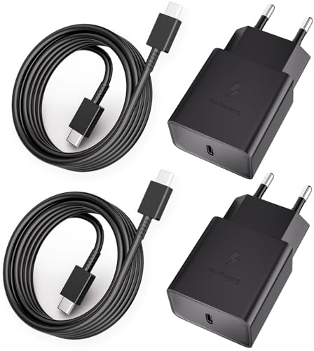 2er-Pack 15W Schnellladegerät Ladekabel 2M für Samsung Galaxy S22,S21,S20,S23,Note8,S10e,S10,S9,S8,A54,A53,A34,A33,A14,A13,M54,M13,Z Flip 5,Z Fold5 5G, Typ C Handy USB C Ladegerät Schnell Netzteil
