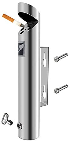 Stahl-Aschenbecher für den Außenbereich, großer Aschenbecher, Edelstahl, wasserfest, verschließbar, kommerzieller Wandaschenbecher, geeignet für Gärten, Innenhöfe und andere Orte