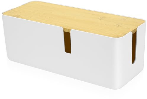 Cable Tidy Box, Desk Cable Management Box, Cord Organizer Box Holder, Cable Cord Wire Organiser Box for Hide Power Strips Electrical Cords Loose Wires on TVs Computer Desk Home Office Organizer