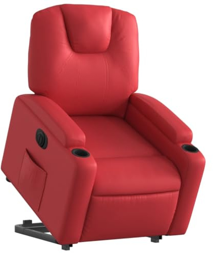 vidaXL Relaxsessel, Sessel mit Aufstehhilfe Elektrisch, Fernsehsessel mit Liegefunktion, Liegesessel Aufstehsessel für Wohnzimmer, Rot Kunstleder