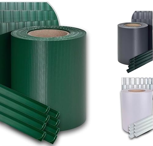 Enjoy Quality Premium – 450 g/kvm insynsskyddsremsor/staketfolie 35 x 19 cm, inklusive fästklämmor, stångmatta, staket, vindskydd/väderbeständig insynsskydd, anti-blekning (mossgrön) (4, mossgrön)