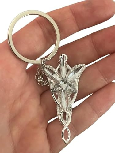 Arwen Schlüsselanhänger Anhänger Farbe Silber kompatibel mit Herr der Ringe Abendstern Aragorn Gadget Zubehör Geschenkidee Magie Fantasy Cosplay, silber, One size