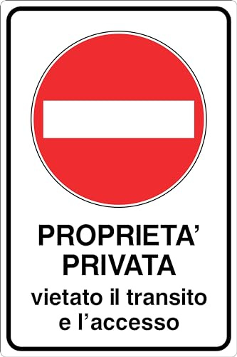 GLOBAL CARTELLO IN LAMIERA SCATOLATA RETTANGOLO 60X40 cm - PROPRIETÀ PRIVATA VIETATO IL TRANSITO E L'ACCESSO - SEGNALE CATARIFRAGENTE (Classe 1)