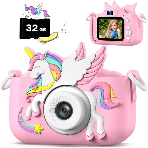 Cimizi Appareil Photo Enfant, 2.0 Pouces Appareils Photos Numériques Cadeau Jouet pour Enfants 3 à 12 Ans, Cadeau Garçons & Filles de Noël d'anniversaire, Enregistreur Vidéo HD 1080p avec 32GB Carte