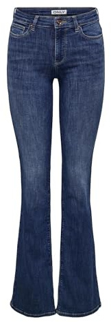 ONLY Damen Onlann Mid DNM Soo615 Noos Flared Fit Jeans, Dark Blue Denim, XS / 32L