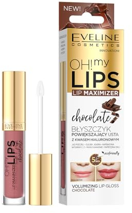 Eveline Cosmetics Oh! My Lips Gloss Volumizzante al Peperoncino con Acido Ialuronico per Labbra Più Voluminose e Idratate - Profumo di Cioccolato