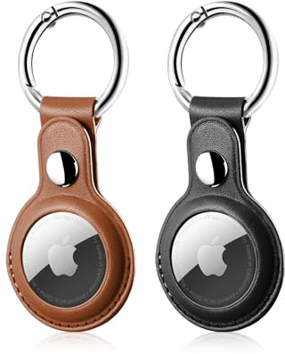 LETREEN 2er Pack Hülle kompatibel mit Apple Airtag Anhänger | PU Leder AirTag Hülle mit Schlüsselanhänger Kratzfest, Case für Air Tag mit Apple AirTag 2./1. Generation (2026/2021)