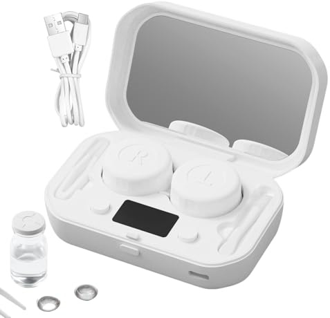 Contacts Cleaner,Ultrasonic Lens Cleaning Machine | Lens Cleaner Solution Soak Case for Colored, Soft, RGP Lenses
