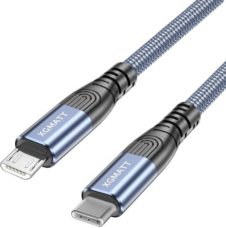 XGMATT USB C to Micro USB Cable 2M,USB Type C to Micro Cable Nylon Braided USB C to Micro Charger Cable Android Charging Cord Dast Sync Compatible for Samsung Galaxy S7/S5/J3/J5/J7,Huawei,HTC,LG.etc.
