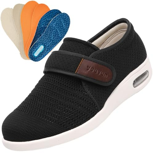 Jesajemi Chaussures Orthopédiques Homme Pantoufles Diabétiques Homme Chaussures Médicales pour Homme Pantoufles Homme Confortable Chaussures Medicales Homme(Black,44.5 EU)