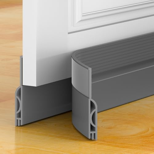 Beoguy Bas de porte anti-courant d'air & étanchéité porte - bas boudin de porte isolant (rapide à installer),idéal pour Porte d'entrée l'isolation joint contre le froid, le bruit (Gris, 1M)
