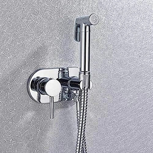 Ensemble de pulvérisateur de bidet à main avec système de douche mural en laiton chromé pour toilettes, bidet portable avec robinet mélangeur d'eau chaude et froide