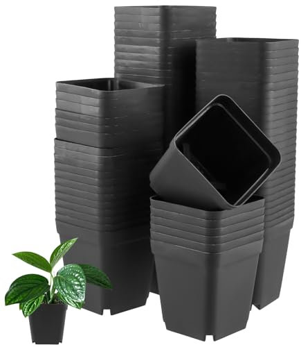 UNGFEI 80 PCS Square Plant Pots, 7cm Plastic Square Plant Nursery Pots for Succulent, Vegetable, Plant, Seedlings, Transplanting