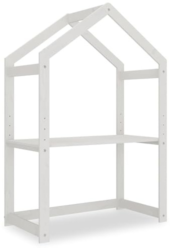 IDIMEX Kinderschreibtisch LIA Hausform Weiß - Kinderzimmer Schreibtisch höhenverstellbar, mitwachsend, individuell anpassbar, aus Kiefer