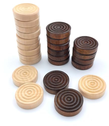24 Pcs Wooden Draughts Checkers Backgammon Pieces Stackable Classic Design Durable Replacement for Adults Learning and Camping Board Games