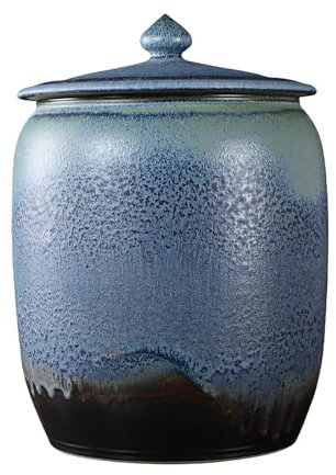 Reisvorratsbehälter, Keramik-Reiszylinder Mit Deckel, Getreidespender, Keramik-Reiskübel, Lebensmittelvorratsglas, Müslibehälter-Aufbewahrung, Für Reis, Mehl, Mais, Sojabohnen, Haferflocken(41*30cm/16