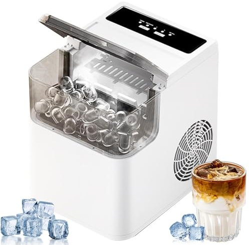 Máquina de Fabricantes de Hielo para encimera - 12 kg/26 LB por día, 2 tamaños de Hielo de Bala, Almacenamiento de 500 g | Portátil y pequeño, Hace Hielo Claro | para casa, Cocina, Fiesta, Bar