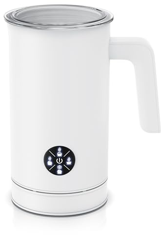 Arendo - Milchaufschäumer elektrisch 500 W – Doppelwandgehäuse – 4 Programme - heiss und kalt aufschäumen – cremiger und fester Schaum – 150; 300 ml – Antihaftbeschichtung – Cappucino/Latte Macciato