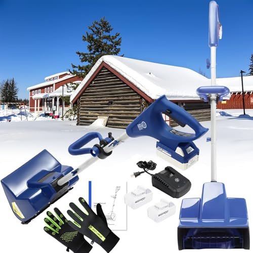 Quitanieves eléctrico, Pala quitanieves inalámbrica de Mano de 1200 W con batería, Alcance de 8 m, dirección Ajustable, pequeño quitanieves Recargable para Caminos Escolares y entradas de vehículos.