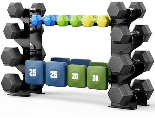 4-Tier Dumbbell Rack Stand for Home Gym: Rack Only Holder for Dumbbells, Free Weights, 400LB Capacity Heavy-Duty Compact Storage Organizer